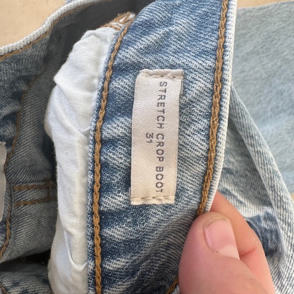 PacSun Stretch Crop Boot Jeans Light Wash Distressed Raw Hem Womens Size 31 - Picture 6 of 6